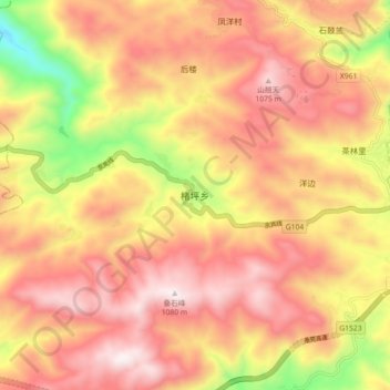 Mapa topográfico Chuping, altitud, relieve
