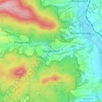 Mapa topográfico Dorgendorf, altitud, relieve