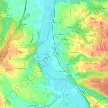 Mapa topográfico Le Grand Village, altitud, relieve