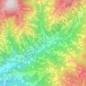 Mapa topográfico Mangalbare, altitud, relieve
