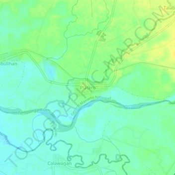 Mapa topográfico Platero, altitud, relieve