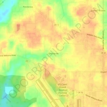 Mapa topográfico Glen Acres, altitud, relieve