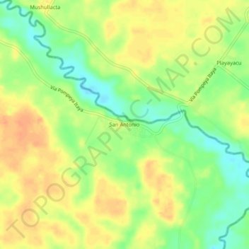 Mapa topográfico San Antonio, altitud, relieve