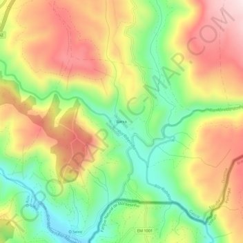 Mapa topográfico Barxa, altitud, relieve
