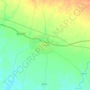 Mapa topográfico Adavad, altitud, relieve