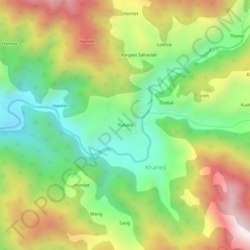 Mapa topográfico Punara, altitud, relieve