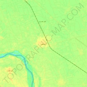 Mapa topográfico Ashmoun, altitud, relieve