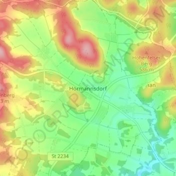 Mapa topográfico Hörmannsdorf, altitud, relieve