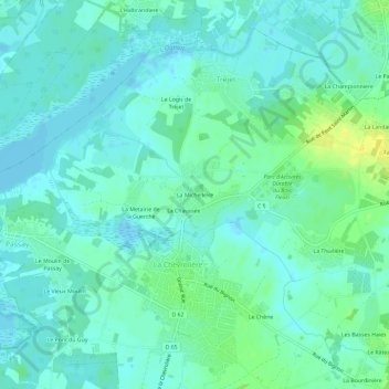 Mapa topográfico La Michelleire, altitud, relieve