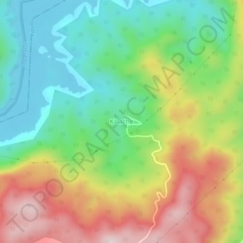 Mapa topográfico Kalache, altitud, relieve