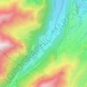 Mapa topográfico Gripp, altitud, relieve
