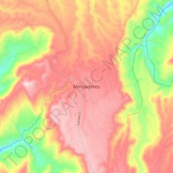 Mapa topográfico Mercaderes, altitud, relieve
