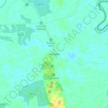 Mapa topográfico San Pablo, altitud, relieve