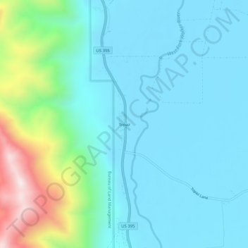 Mapa topográfico Topaz, altitud, relieve