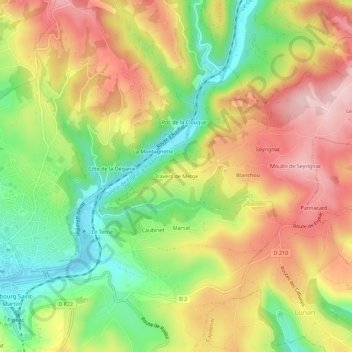 Mapa topográfico Travers de Metge, altitud, relieve