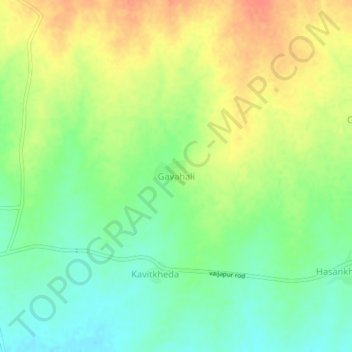 Mapa topográfico Gavahali, altitud, relieve