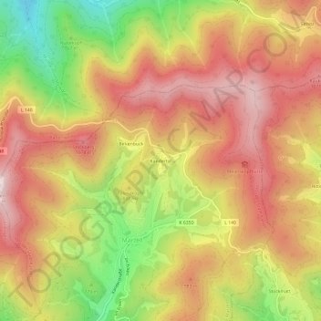 Mapa topográfico Kandertal, altitud, relieve