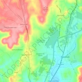 Mapa topográfico São martinho do Pinheiro, altitud, relieve