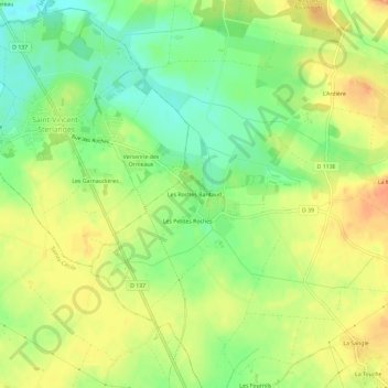 Mapa topográfico Les Roches Baritaud, altitud, relieve