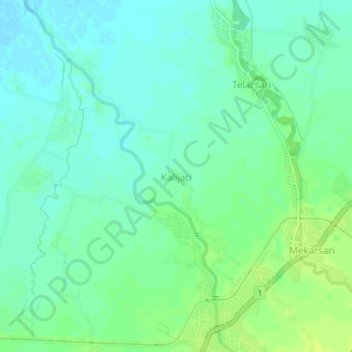 Mapa topográfico Kalijati, altitud, relieve