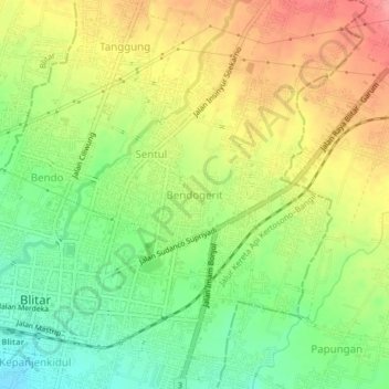 Mapa topográfico Bendogerit, altitud, relieve