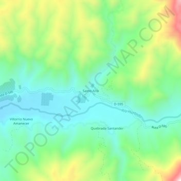 Mapa topográfico Samo Alto, altitud, relieve