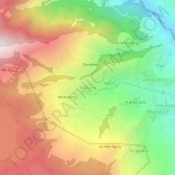 Mapa topográfico Talituma, altitud, relieve