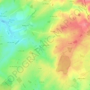 Mapa topográfico La Chassagne, altitud, relieve