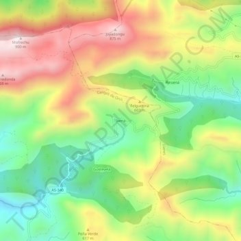 Mapa topográfico Igena, altitud, relieve