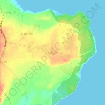 Mapa topográfico Lilo-an, altitud, relieve
