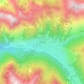 Mapa topográfico La Clapière, altitud, relieve