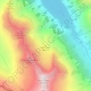 Mapa topográfico Hochstall, altitud, relieve