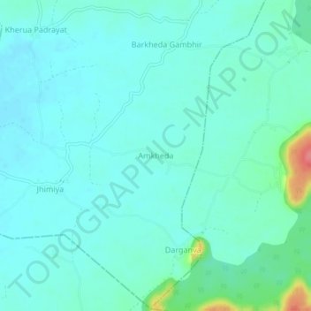 Mapa topográfico Amkheda, altitud, relieve