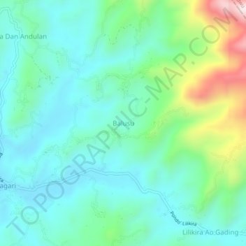 Mapa topográfico Balusu, altitud, relieve
