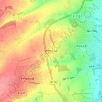Mapa topográfico West Ella, altitud, relieve