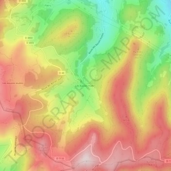 Mapa topográfico Les Basses Huttes, altitud, relieve