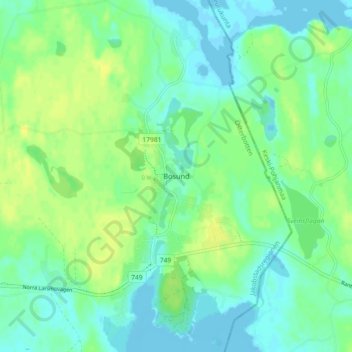 Mapa topográfico Bosund, altitud, relieve