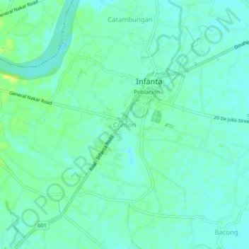 Mapa topográfico Comon, altitud, relieve