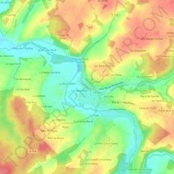 Mapa topográfico Le Bourg, altitud, relieve