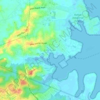 Mapa topográfico Lok Tuan, altitud, relieve