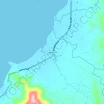 Mapa topográfico Inayawan, altitud, relieve