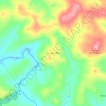 Mapa topográfico Campina Alta, altitud, relieve