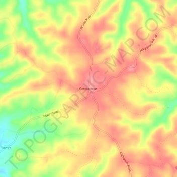 Mapa topográfico Germantown, altitud, relieve