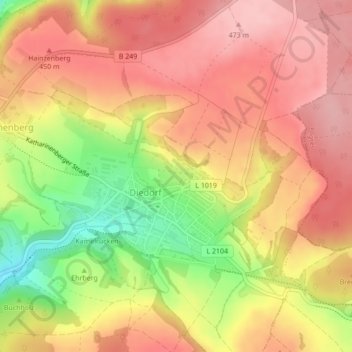 Mapa topográfico Steinacker, altitud, relieve
