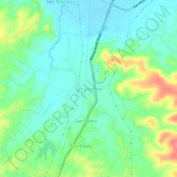 Mapa topográfico San Lorenzo, altitud, relieve