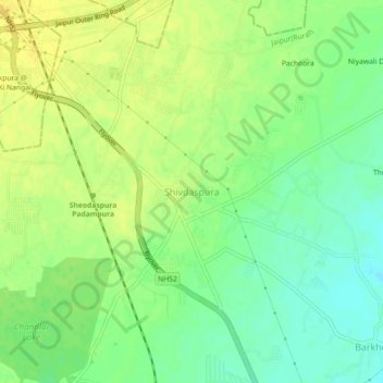 Mapa topográfico Shivdaspura, altitud, relieve