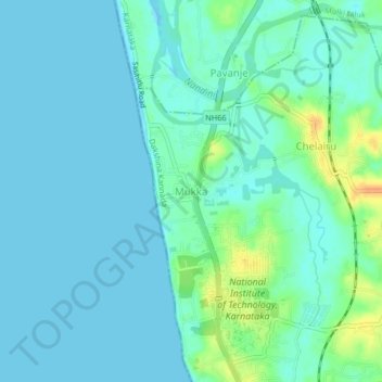 Mapa topográfico Mukka, altitud, relieve