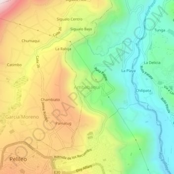 Mapa topográfico Ambabaquí, altitud, relieve