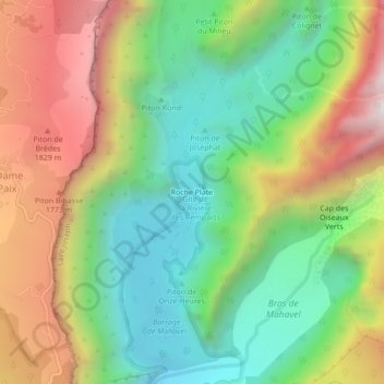 Mapa topográfico Roche Plate, altitud, relieve