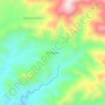 Mapa topográfico Menggala, altitud, relieve